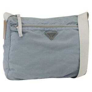 Authentic PRADA Shoulder Bag Nylon Light Blue Silver